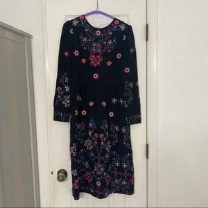 floral embroidered black zara midi dress